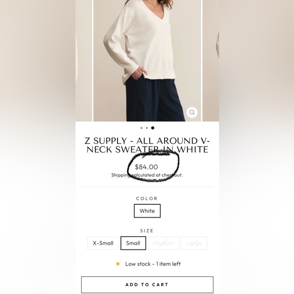 Z Supply Sweater Long Sleeve V- Neck Cropped Gray Women’s Size Small - Picture 5 of 8